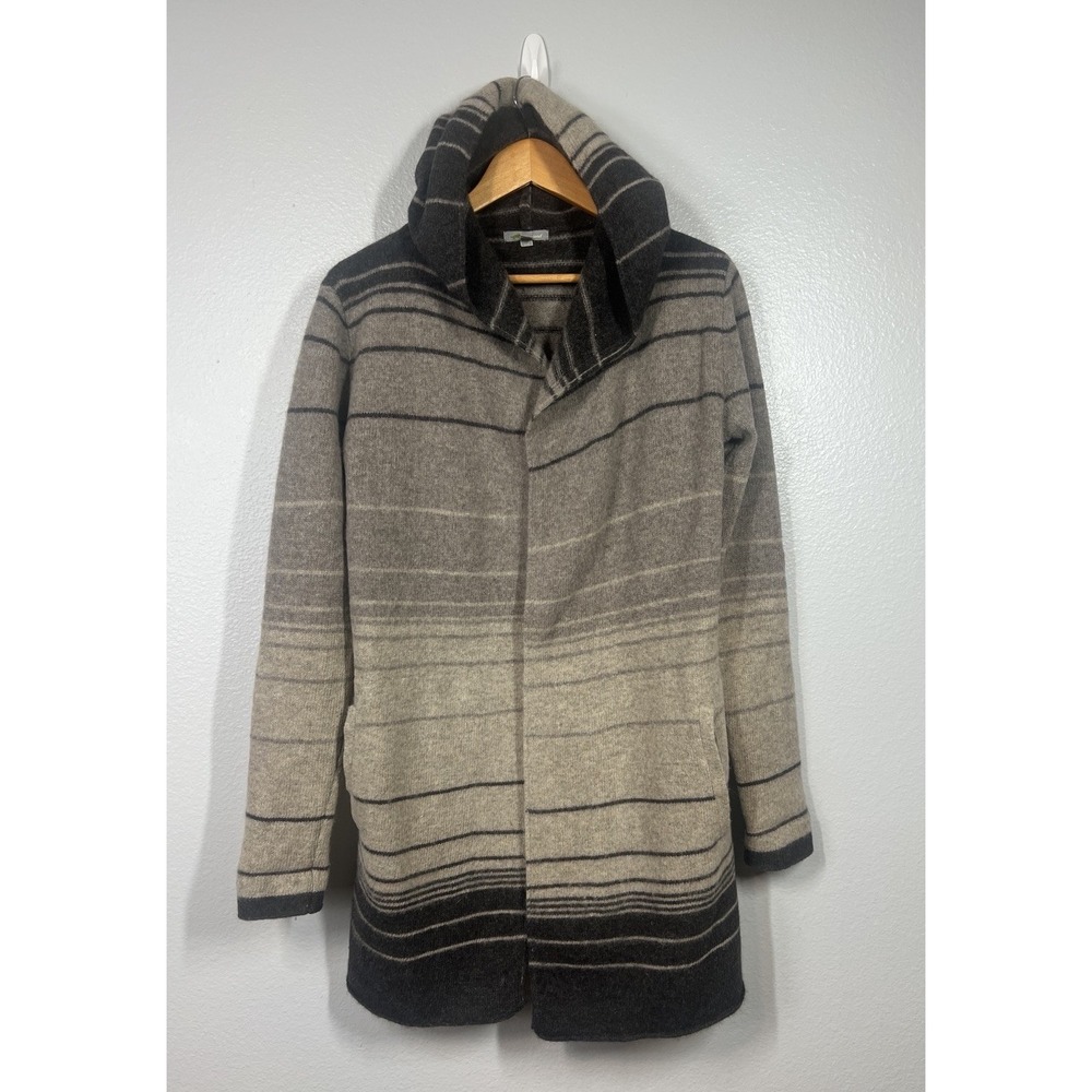 Horny Toad Cardigan Women's XS Gray Wool Angora Hooded Open Sweater Aztec‎ Boho